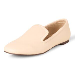 Amazon Essentials Size 12 Loafer Flats Faux Calfskin Beige Square Toe Slip-On